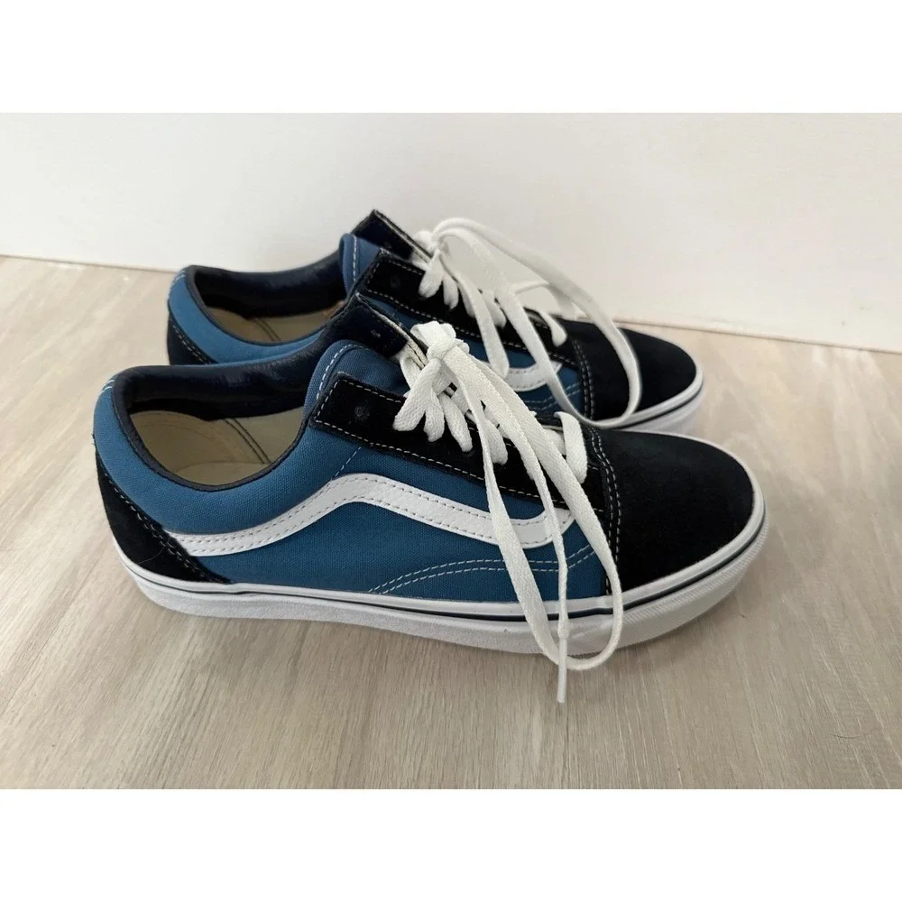 Vans‎ Old Skool Blue Suede Canvas Skate Shoes Men Size 6 Women 7.5